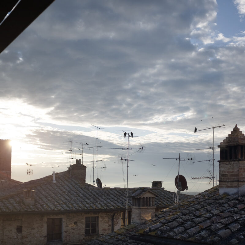 Dachlandschaft am Morgen in San Gimignano